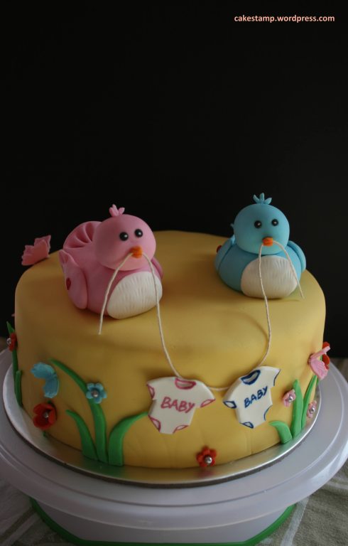 Birds baby shower cake